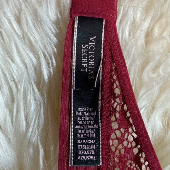 Victorias Secret Very Sexy Halter Keyhole Lace Bralette Burgundy Red Small - Picture 8 of 12